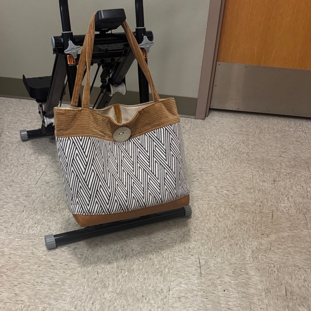 Brown and White Patterned Tote Bag
